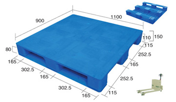 供应塑料托盘型号： QH-1109H平板川字型（内置钢管）
